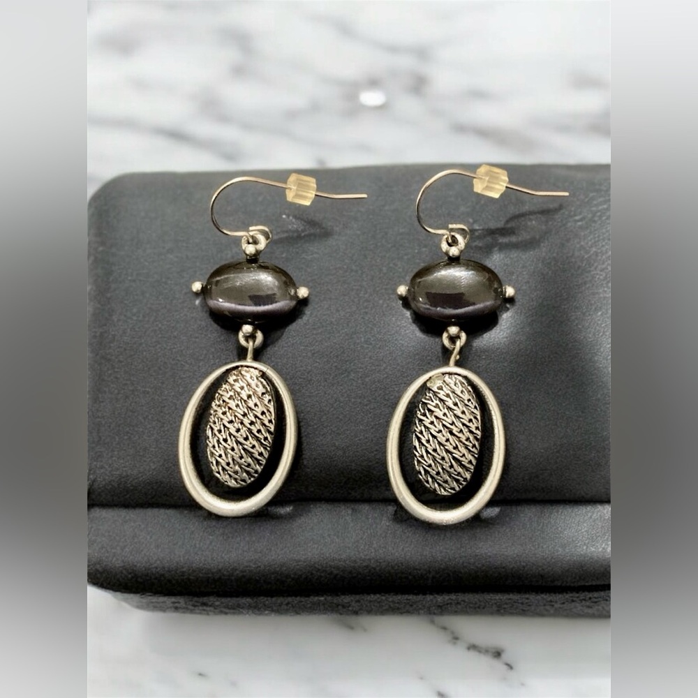 Chicos Silver and Black Earrings